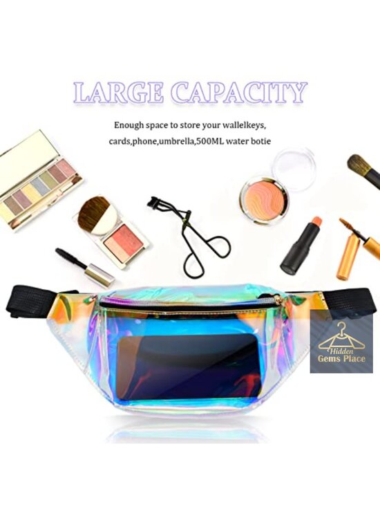 10 Pack PVC Sun Visor Hats & Clear Zipper Fanny Packs Waterproof Waist Bag for main image 5